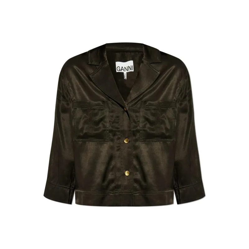GANNI Box-Pleat Detailed Shirt-0