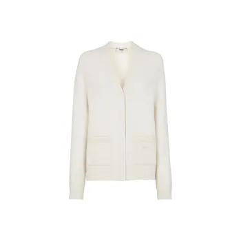 FENDI Logo Embroidered V Neck Cardigan