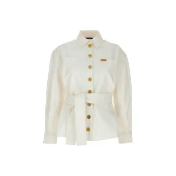 BALMAIN Logo plaque Denim Shirt Jacket