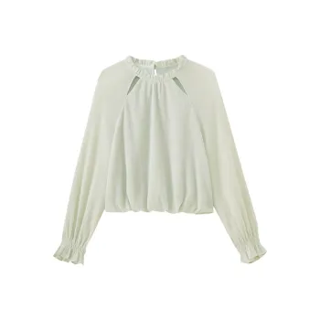 SHUIYUNJIAN Design Bud Sleeve Shirt Women's Fruit Green