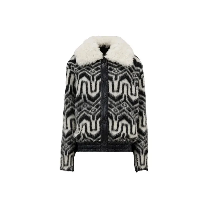 Moncler Down Jacket Women's Black White-0