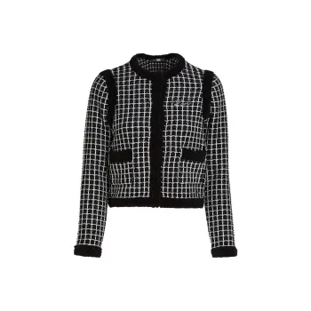 KARL LAGERFELD / Karl Lagerfeld Jeans Logo plaque Bouclé Cardigan