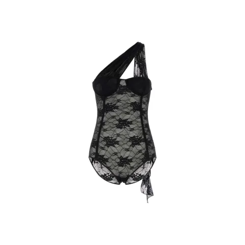 Oséree Lace Volant Halterneck Tied Bodysuit