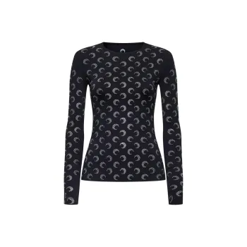 Marine Serre Moon Embellished Crewneck Top