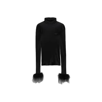 PRADA Long Sleeved Feather Detailed Top