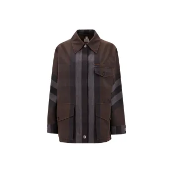 Burberry Check Drawstring Waist Field Jacket