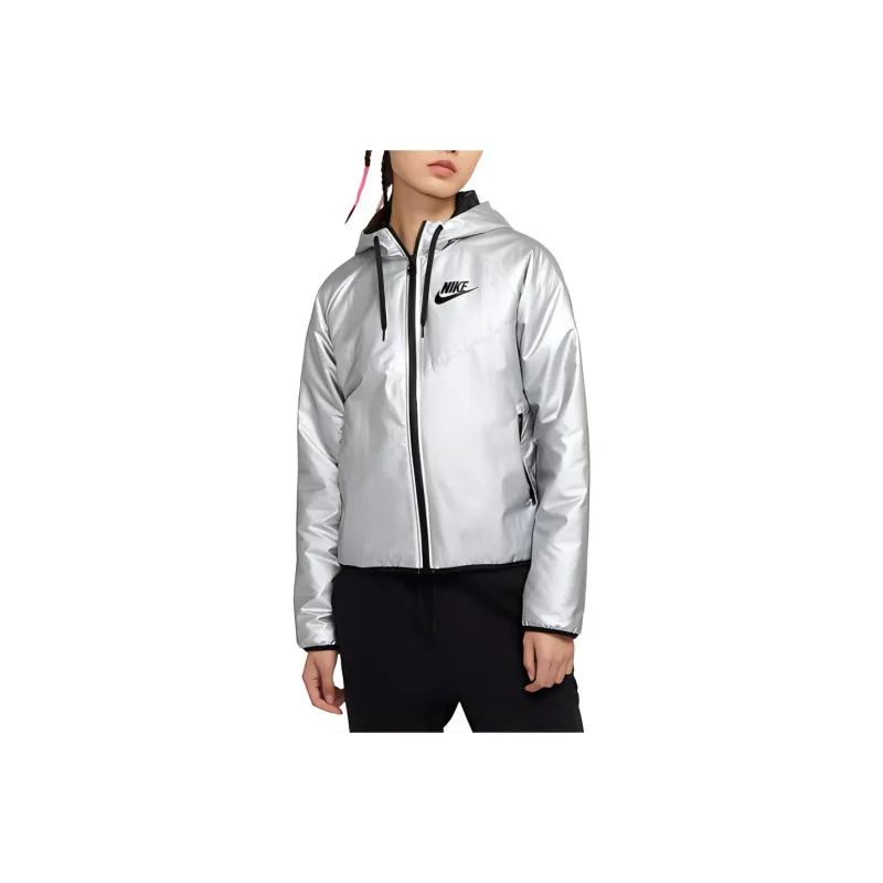 Nike Jackets Women's Metallic Silver/Black-0