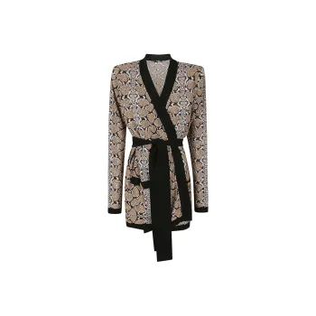 BALMAIN Python Print Belted Cardigan