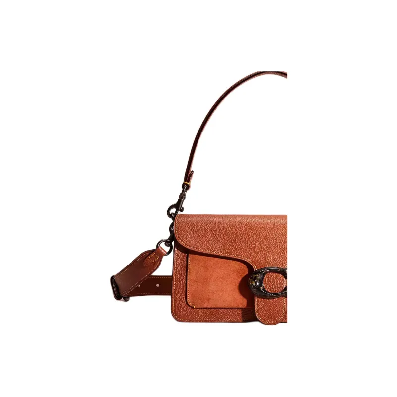 COACH Tabby Pebbled Leather With Suede Handbag, Shoulder Bag Medium Size Women's Brown-2