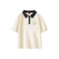 Beige Navy Blue Collar