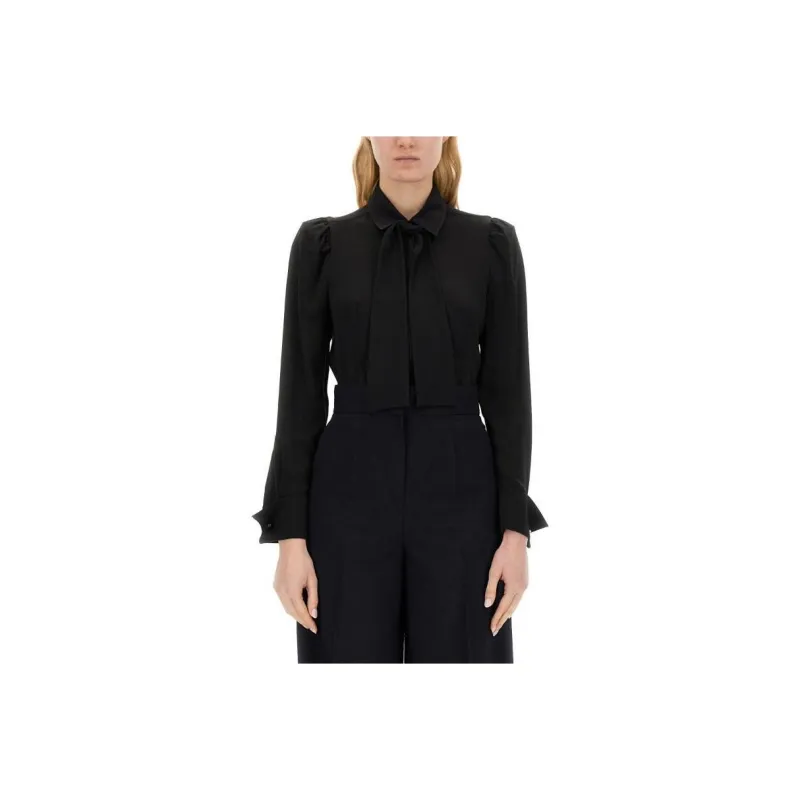 MaxMara Pussy Bow Long Sleeved Shirt-0