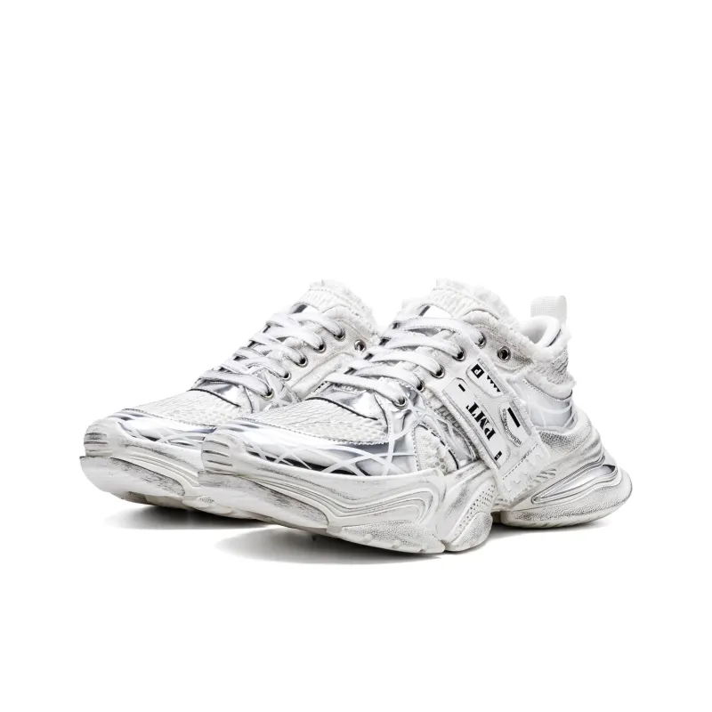 PMT Slip Resistant, Breathable, Lightweight, Height Increasing Low Top Chunky Sneakers Unisex White Black-7