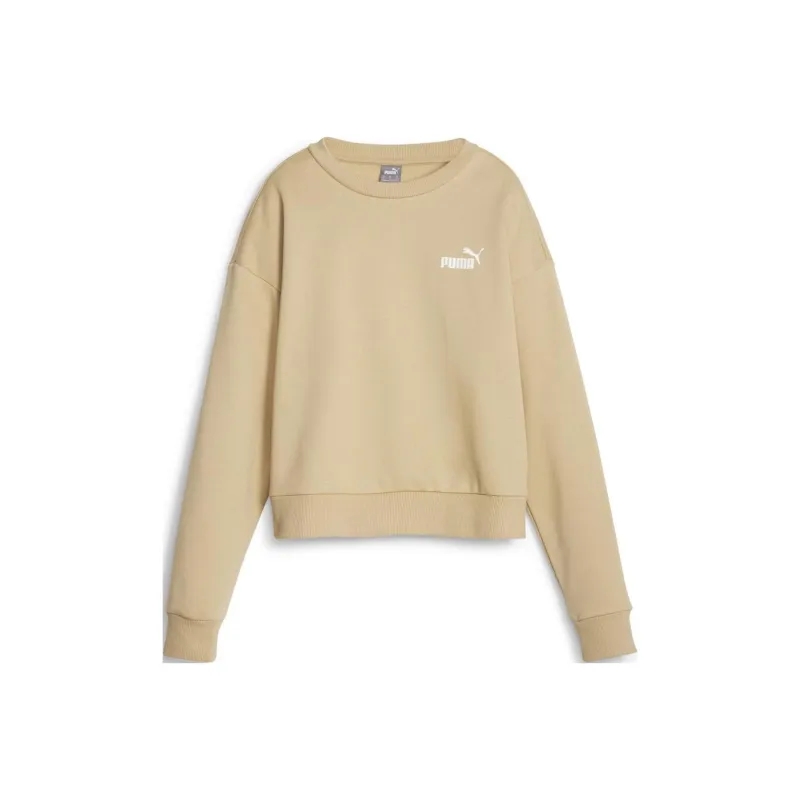 PUMA ESS+ RELAXED SMALL LOGO CREW FL Sweatshirt Women's Light Brown-0
