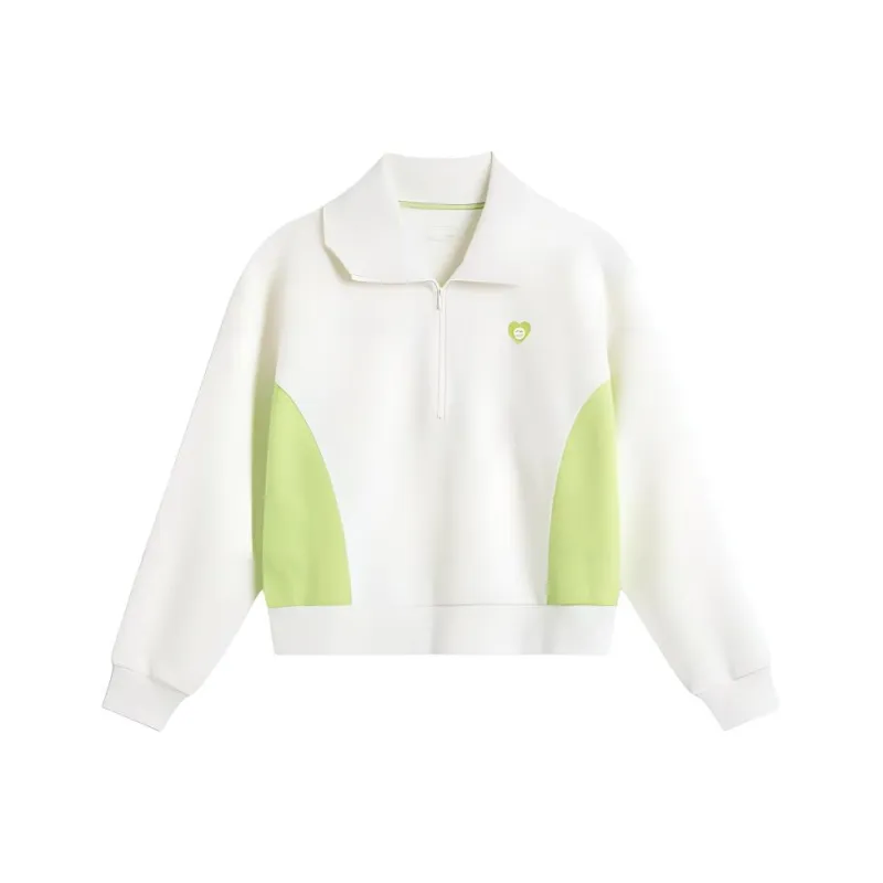 LiNing Sports Trend Series Sweatshirt Women's Ivory/Acid Green-0