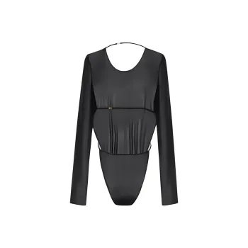 SAINT LAURENT Backless Long-Sleeved Bodysuit