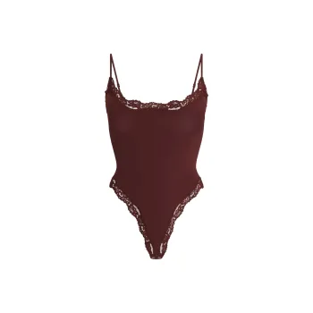 SKIMS FW24 FITS EVERYBODY LACE CAMI BODYSUIT Jumpsuit Women's OXBLOOD/Ox Blood Color