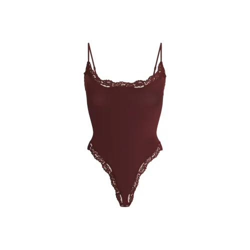 SKIMS FW24 FITS EVERYBODY LACE CAMI BODYSUIT Jumpsuit Women's OXBLOOD/Ox Blood Color