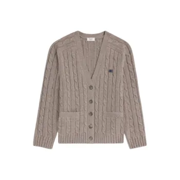 CELINE Cable knit Triomphe Cardigan In Cashmere