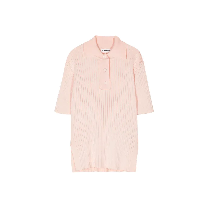JIL SANDER Ribbed knit Polo Top-0