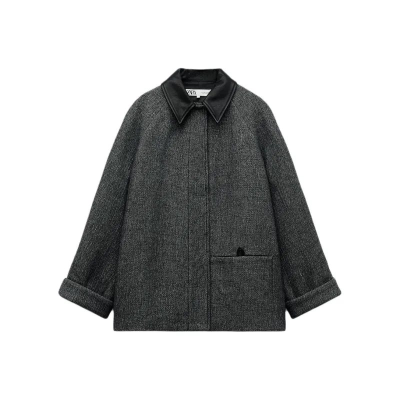 ZARA ZW Series Jackets Coats Women's White/Gray-0