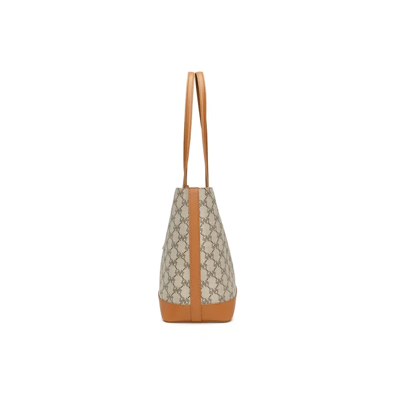 PIERRE CARDIN PVC Tote Bag, Shoulder Bag Women's Dark Khaki/Apricot-3