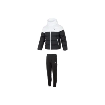 PUMA Casual Sportswear Men Set Black White Down Jacket+Black Pants