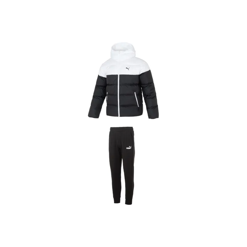 PUMA Casual Sportswear Men Set Black White Down Jacket+Black Pants-0