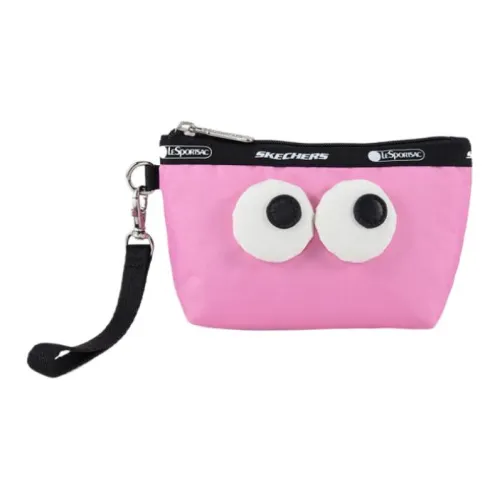 Skechers LeSportsac Poetry Joint Fabric Big Eye Bag Cute Clutch Coin Purse Mini Unisex Light Lotus Red
