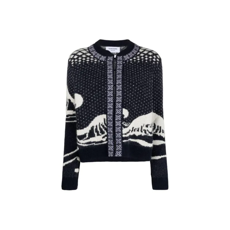 THOM BROWNE Wave Fair Isle Cardigan-0