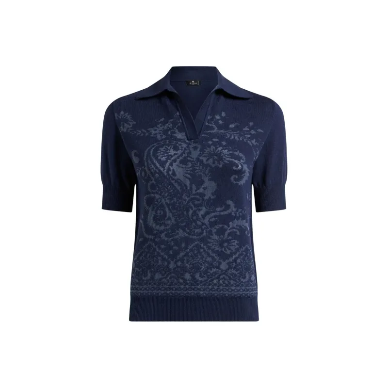 ETRO Paisley Intarsia Knitted Polo Shirt-0