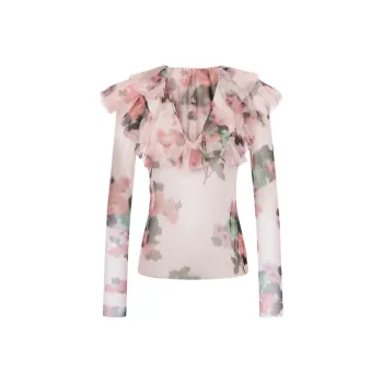 PHILOSOPHY DI LORENZO SERAFINI Tulle Flower Printed Blouse