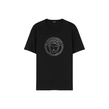 VERSACE Logo Embellished Crewneck T Shirt
