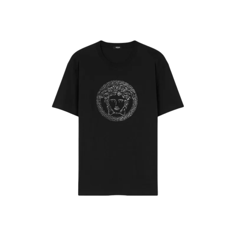 VERSACE Logo Embellished Crewneck T Shirt-0