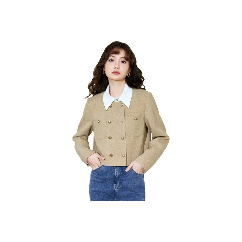 SMEN Jackets Coats Women's Khaki-0