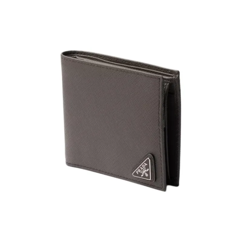 PRADA Saffiano Calfskin Wallet Men's Smoke Gray-1