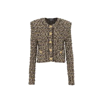 BALMAIN Cropped Lurex Tweed Jacket