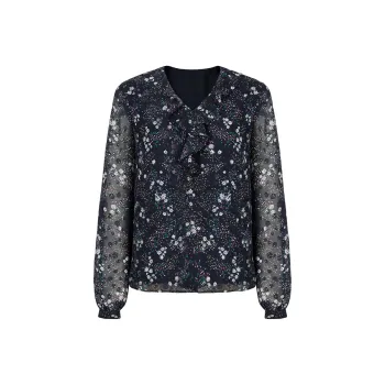 JZ Juzui Shirt Women's Floral Dark Blue