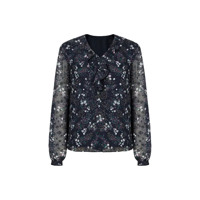 JZ Juzui Shirt Women's Floral Dark Blue-0