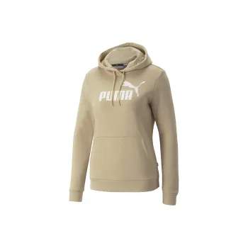 PUMA ESS LOGO HOODIE FL S LIGHT SAND Sweatshirt Women's Beige Yellow
