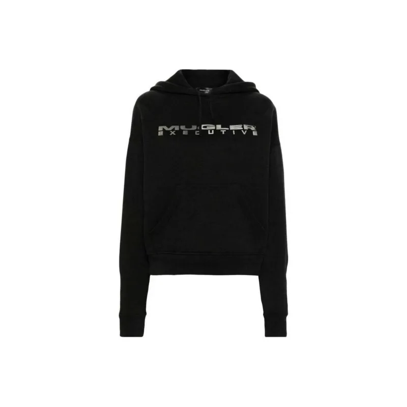 Mugler Logo Detailed Drawstring Hoodie-0