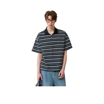 Lilbetter Polo Shirt Unisex Blue Black Stripes