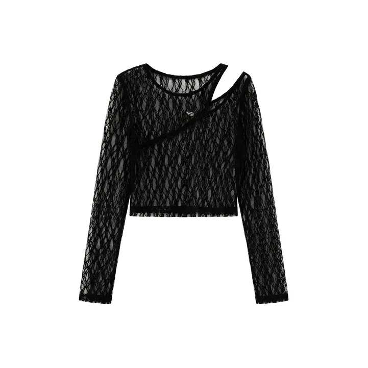 CHUU Lace Chiffon Shirt Women's-4