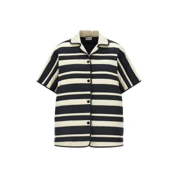 Moncler Striped Collared Short Sleeve Shirt