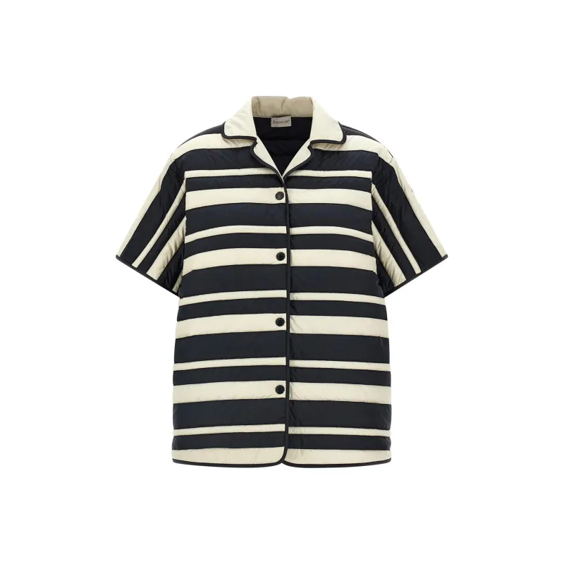 Moncler Striped Collared Short Sleeve Shirt-0