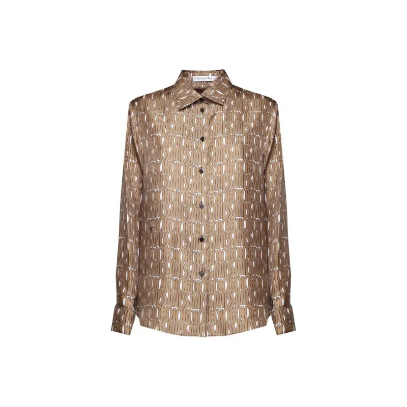 DIOR Christian DIOR All-Over Patterned Button-Up Shirt-0