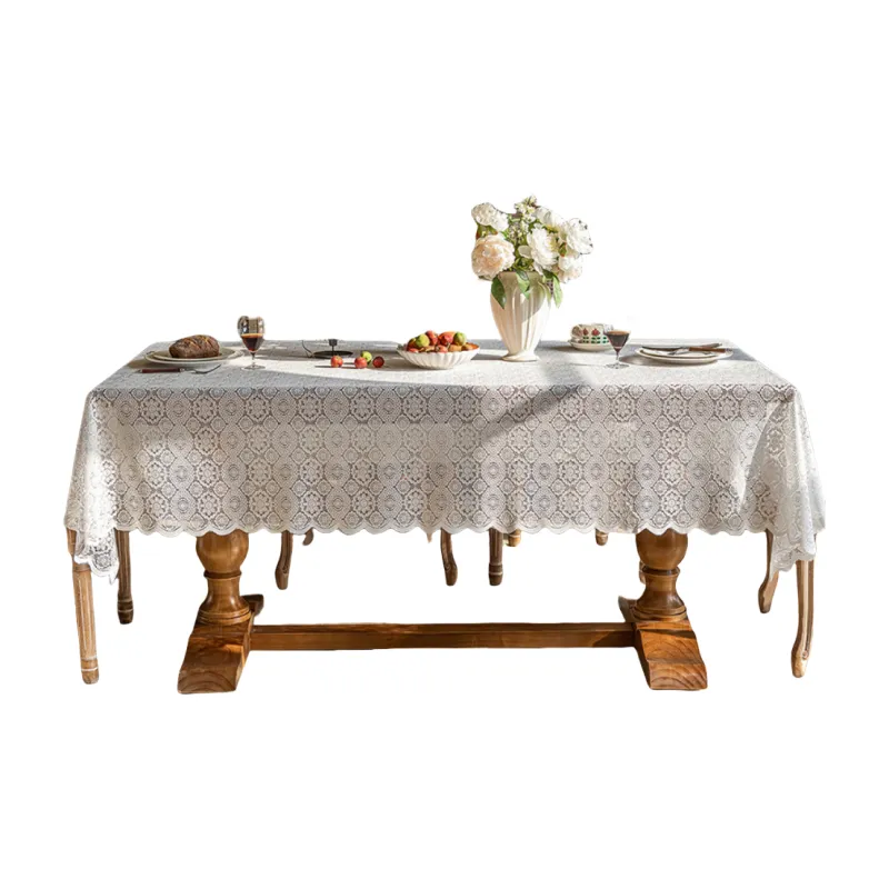 Yalu Alice Oli Lace Gauze Tablecloth With Cut Out Lace Design-37