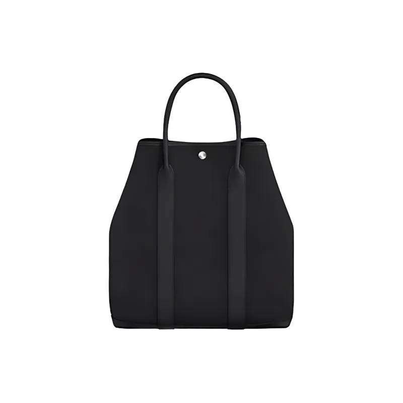 HERMES Garden Party Canvas With Calfskin Garden Bag Shoulder Bag Crossbody Bag Handbag Unisex Black Gray Color-1