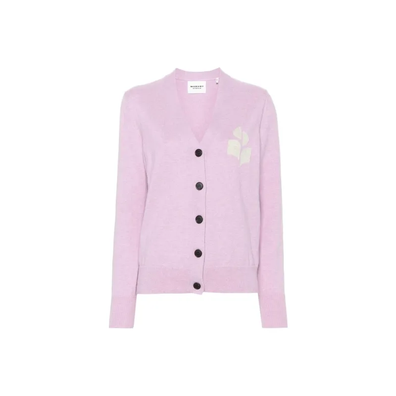 ISABEL MARANT ETOILE Karin Logo Intarsia Knitted Cardigan-0