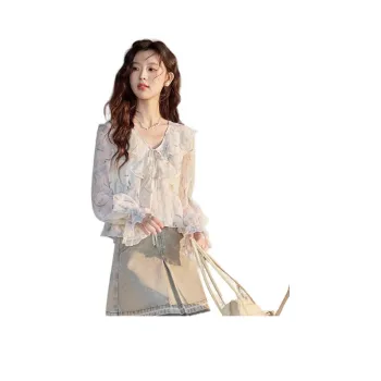 MISHOW Shirt Women's Floating Flowers Tea