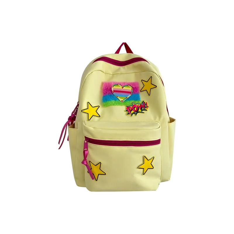 URBAN FOREST Nylon Backpack Unisex White/Black/Yellow/Blue/Pink-3
